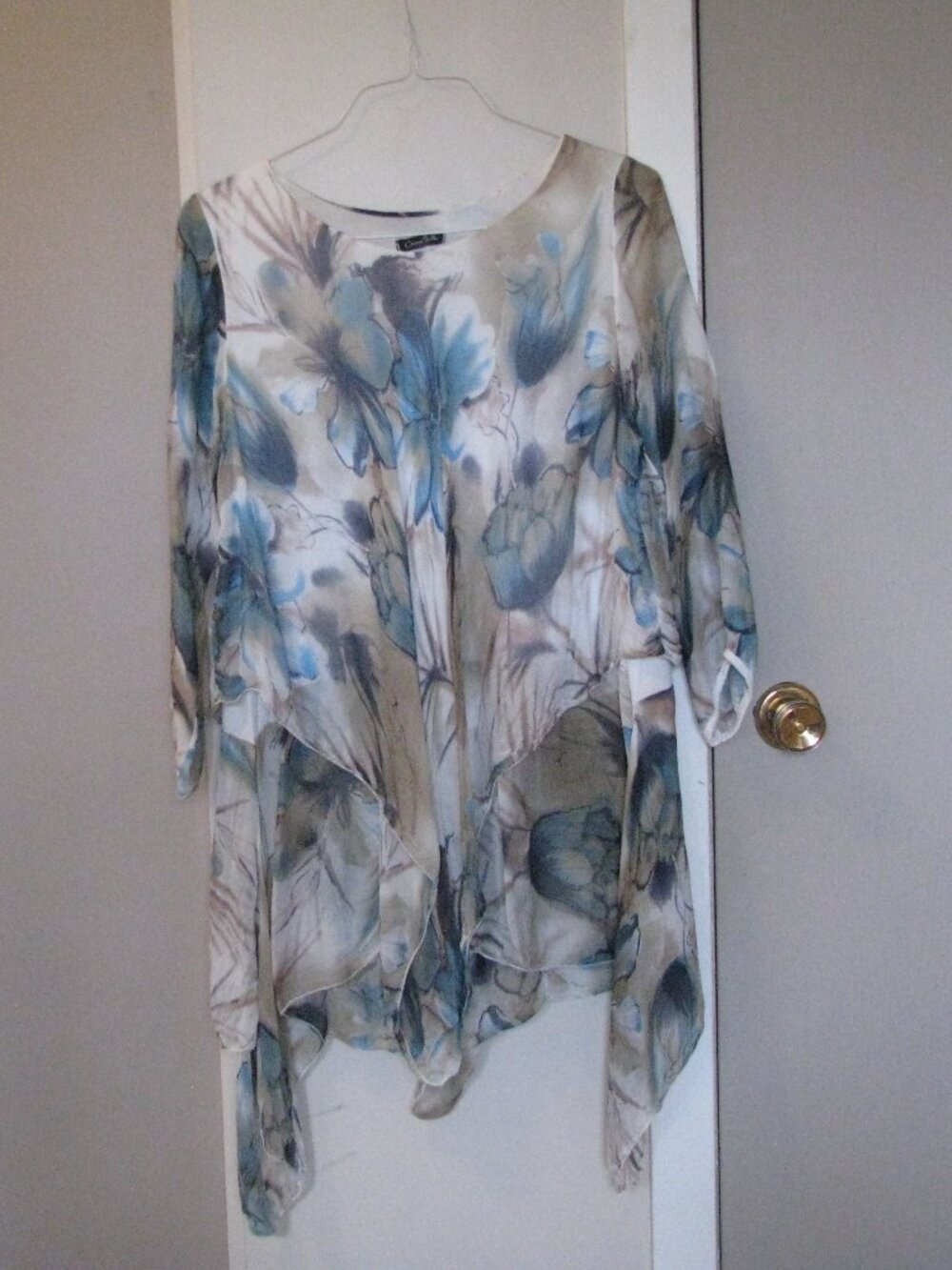 Coco Bella Italy Beige and Turquoise Silk Blend Tunic